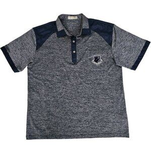 Master Bear Men's Heathered Gray/Navy Blue Golf Wear Polo Shirt Size Large